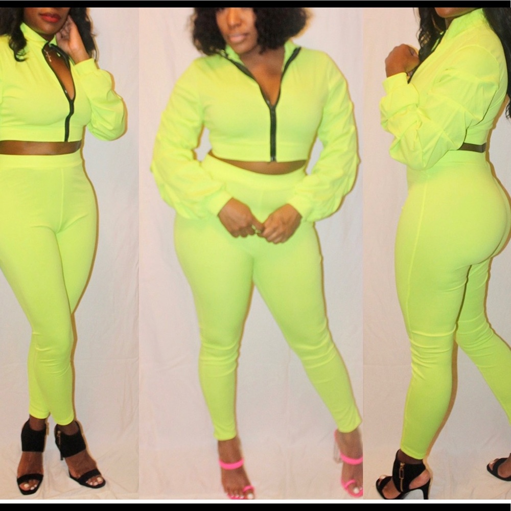 2 piece set neon green